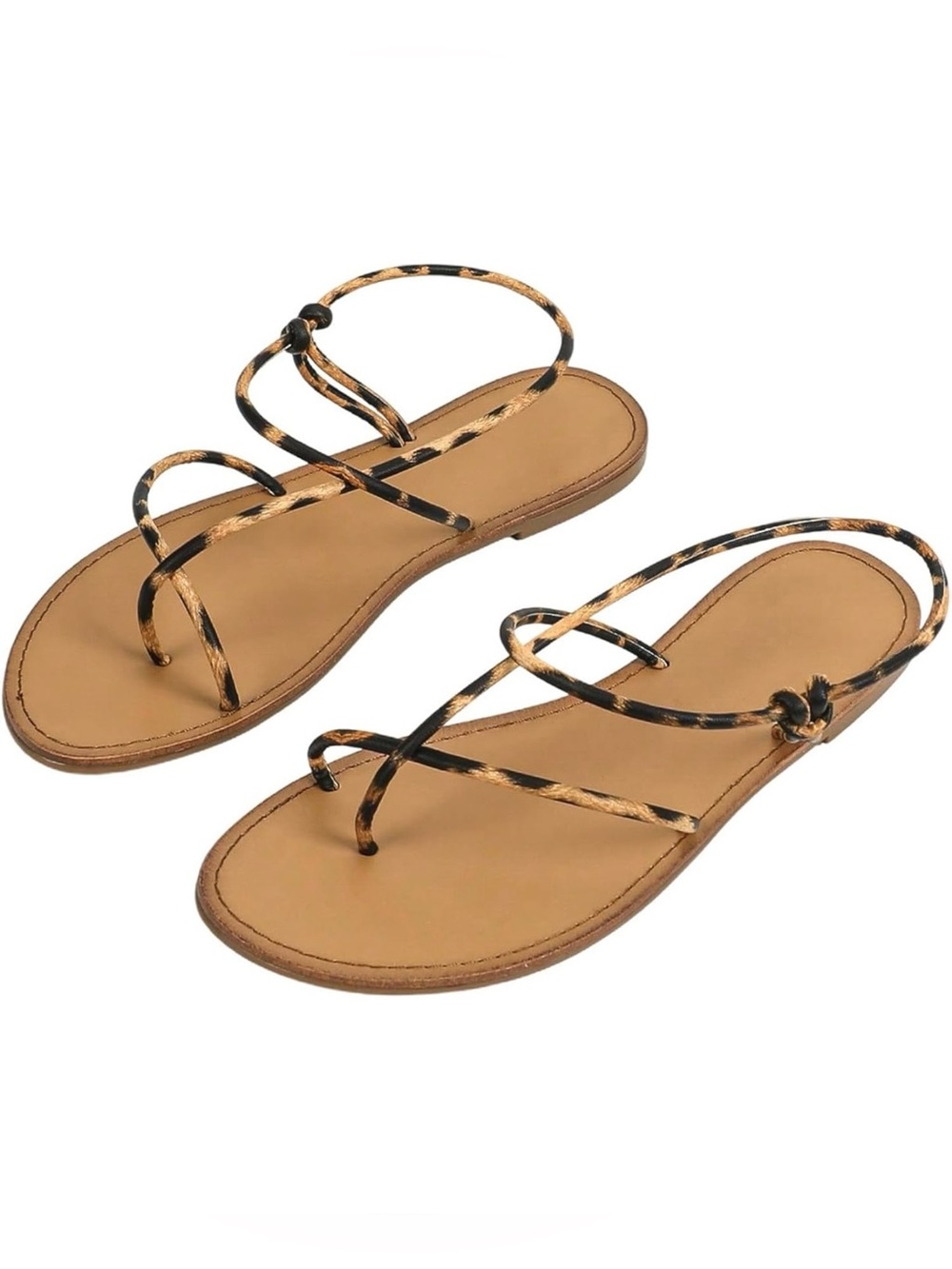 NWOT Women’s Leopard-Print Strappy Sandals Brown